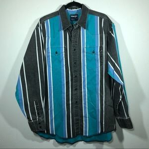 Vintage Wrangler Button Down - black & tourquise